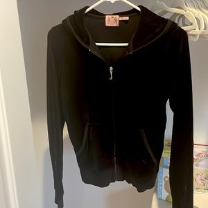 Vintage Juicy Couture velour zip-up sweatshirt in black. Size medium.